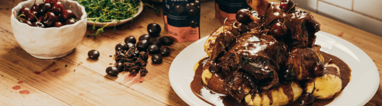 Checkers Africa Forage and Feast Chocolate Cherry Lamb Shanks recipe by Jan Hendrik van der Westhuizen