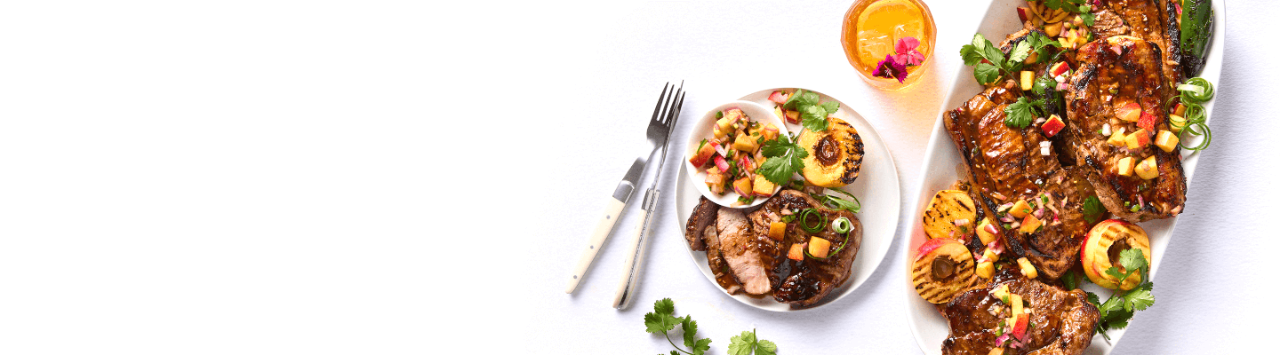 Enjoy those summer flavours with this Honey-Glazed Pork Rump or Rib-eye Steak with a Peach and Nectarine Salsa recipe.