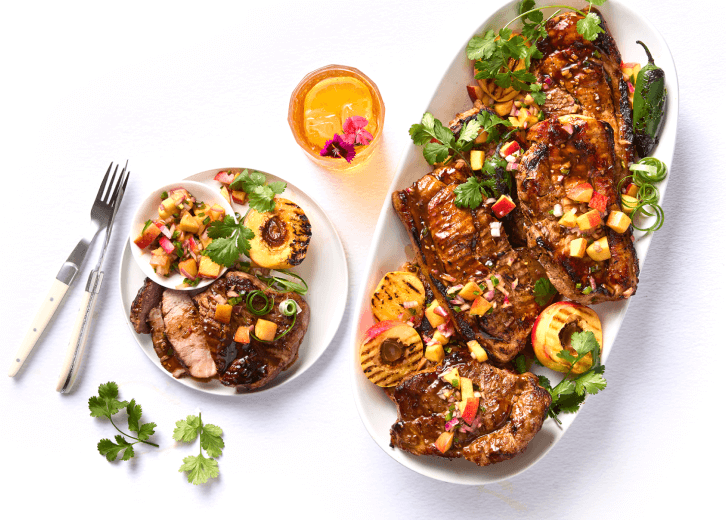 Enjoy those summer flavours with this Honey-Glazed Pork Rump or Rib-eye Steak with a Peach and Nectarine Salsa recipe.